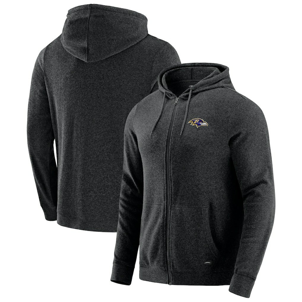 Baltimore Ravens J. Palmer Players Lounge Tri-Blend Full-Zip Hoodie Dark Heather Gray