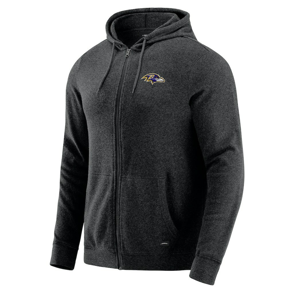 Baltimore Ravens J. Palmer Players Lounge Tri-Blend Full-Zip Hoodie Dark Heather Gray
