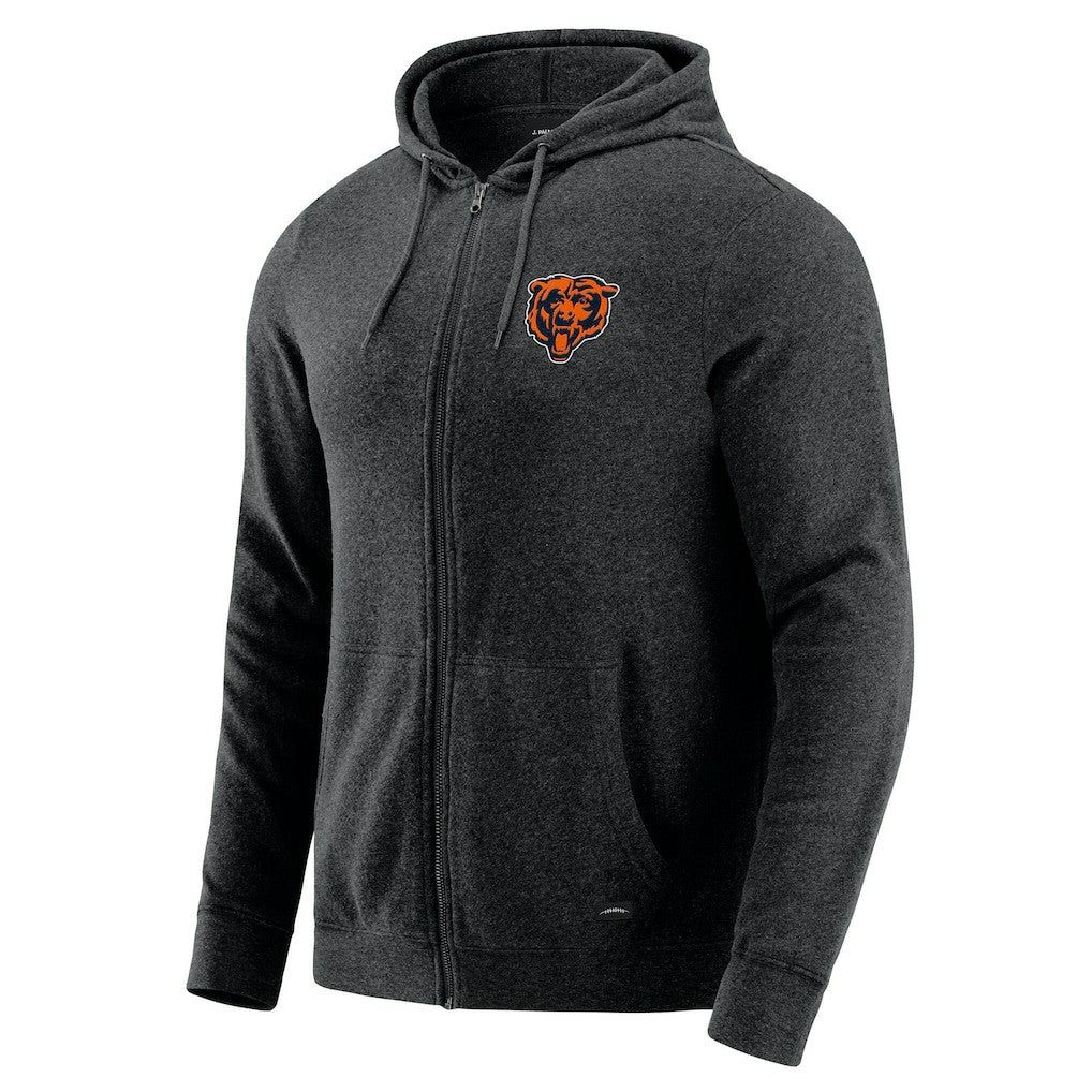 Chicago Bears J. Palmer Players Lounge Tri-Blend Full-Zip Hoodie Dark Heather Gray