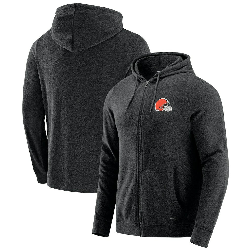 Cleveland Browns J. Palmer Players Lounge Tri-Blend Full-Zip Hoodie Dark Heather Gray