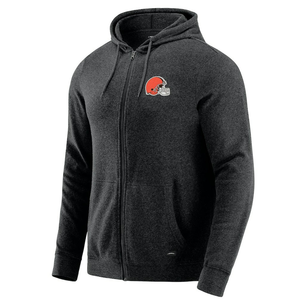 Cleveland Browns J. Palmer Players Lounge Tri-Blend Full-Zip Hoodie Dark Heather Gray