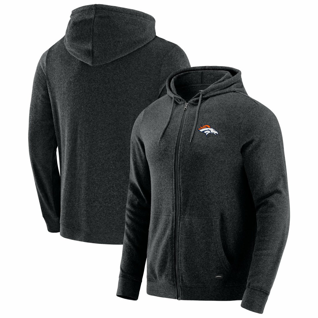 Denver Broncos J. Palmer Players Lounge Tri-Blend Full-Zip Hoodie Dark Heather Gray