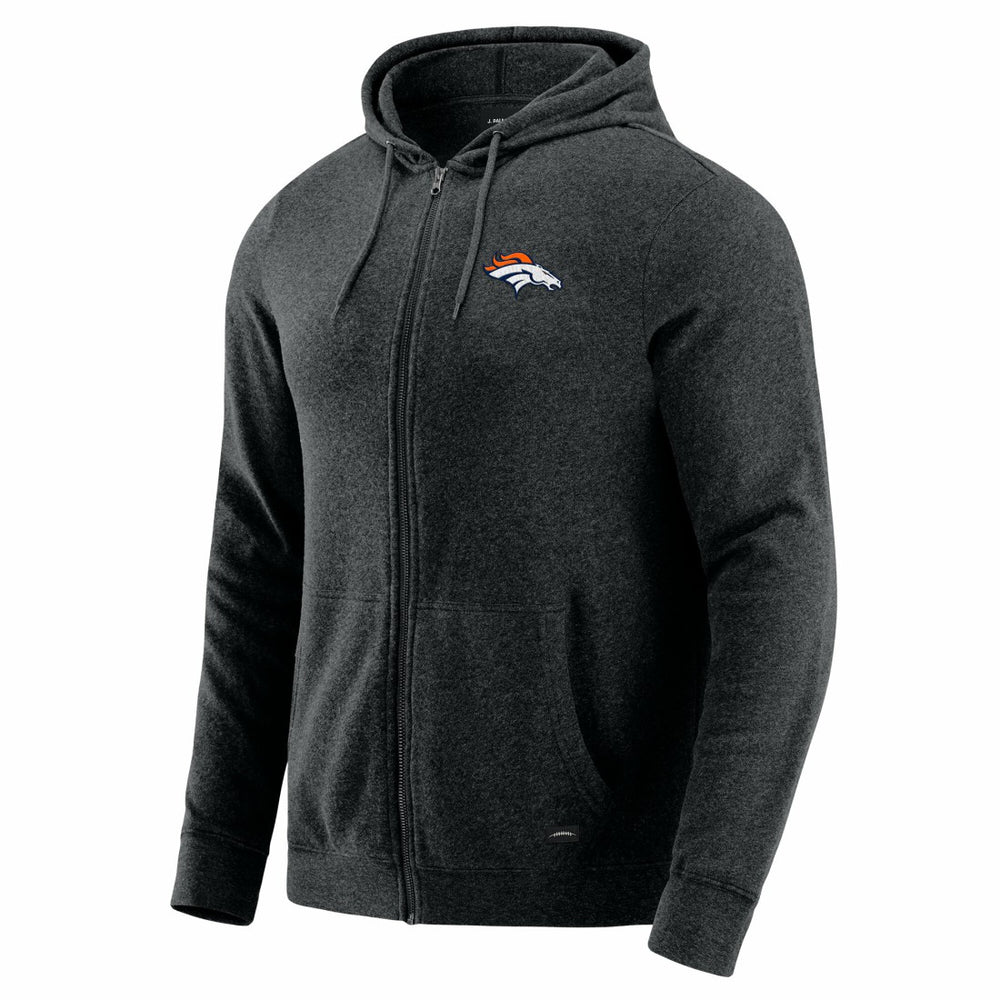 Denver Broncos J. Palmer Players Lounge Tri-Blend Full-Zip Hoodie Dark Heather Gray