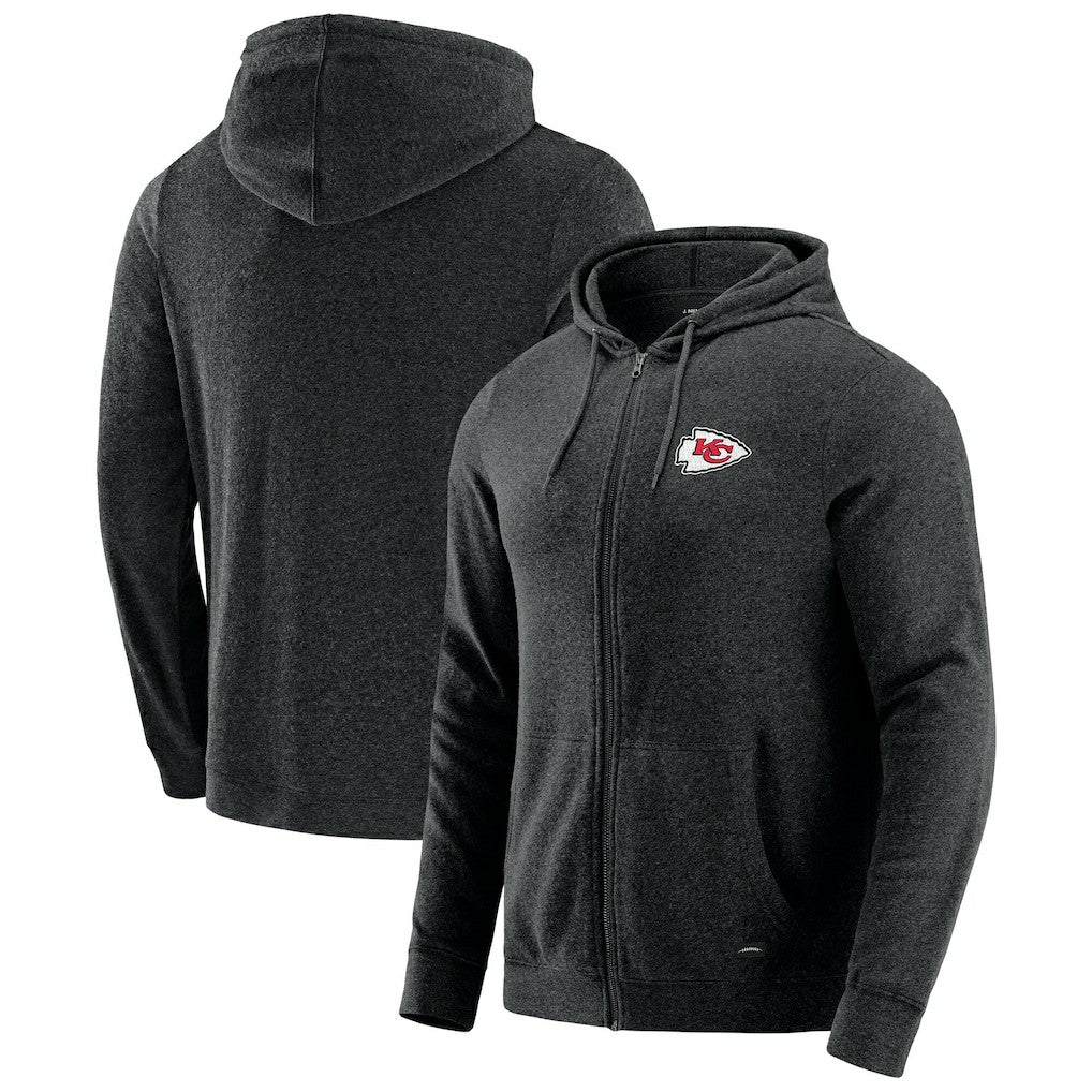 Kansas City Chiefs J. Palmer Players Lounge Tri-Blend Full-Zip Hoodie Dark Heather Gray