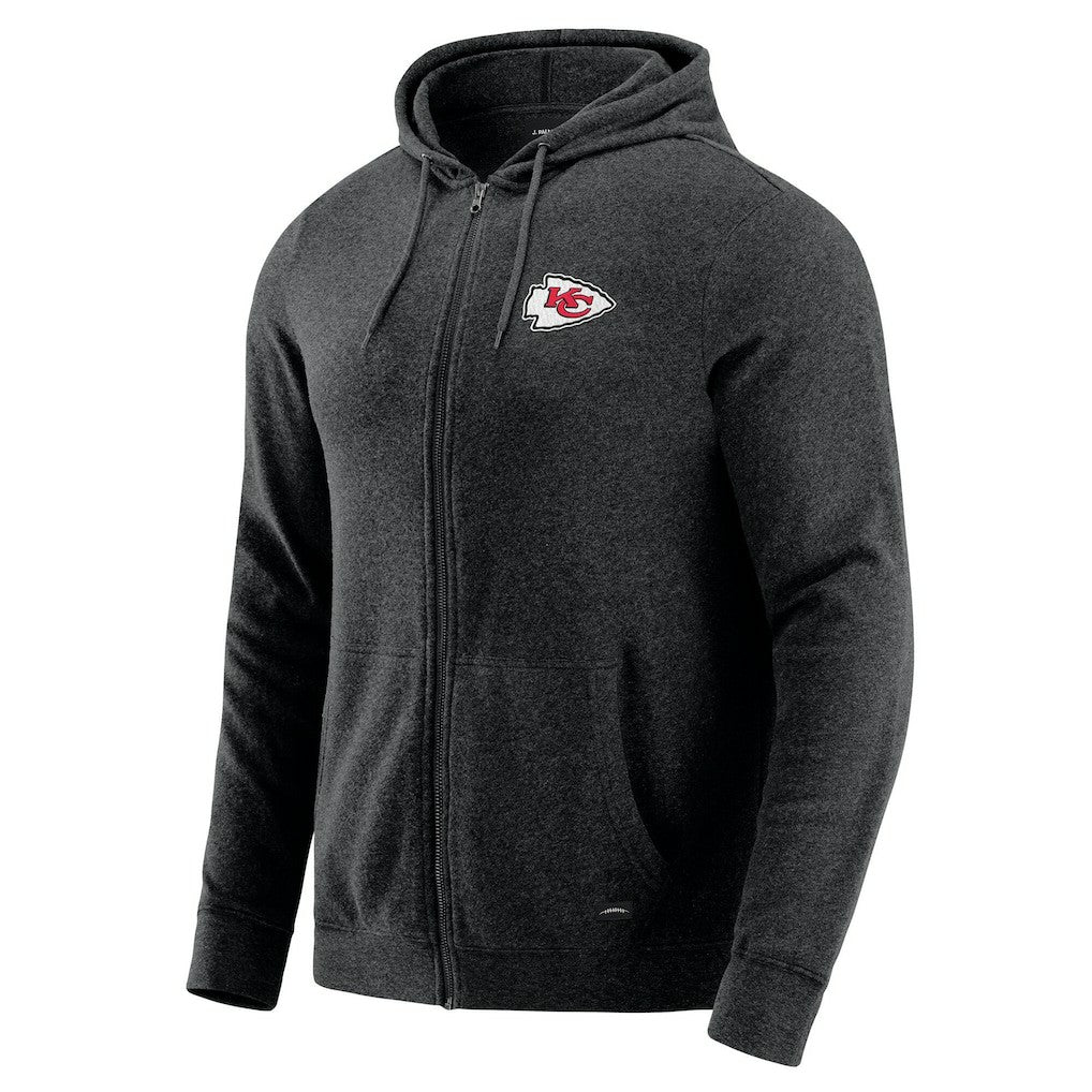 Kansas City Chiefs J. Palmer Players Lounge Tri-Blend Full-Zip Hoodie Dark Heather Gray