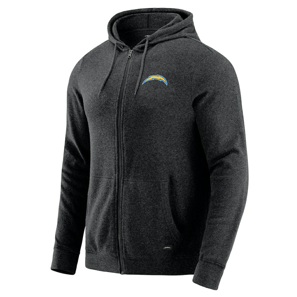 Los Angeles Chargers J. Palmer Players Lounge Tri-Blend Full-Zip Hoodie Dark Heather Gray