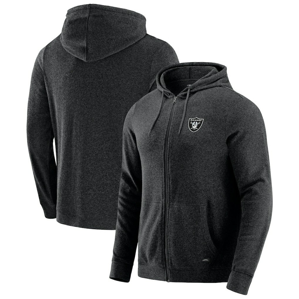 Las Vegas Raiders J. Palmer Players Lounge Tri-Blend Full-Zip Hoodie Dark Heather Gray
