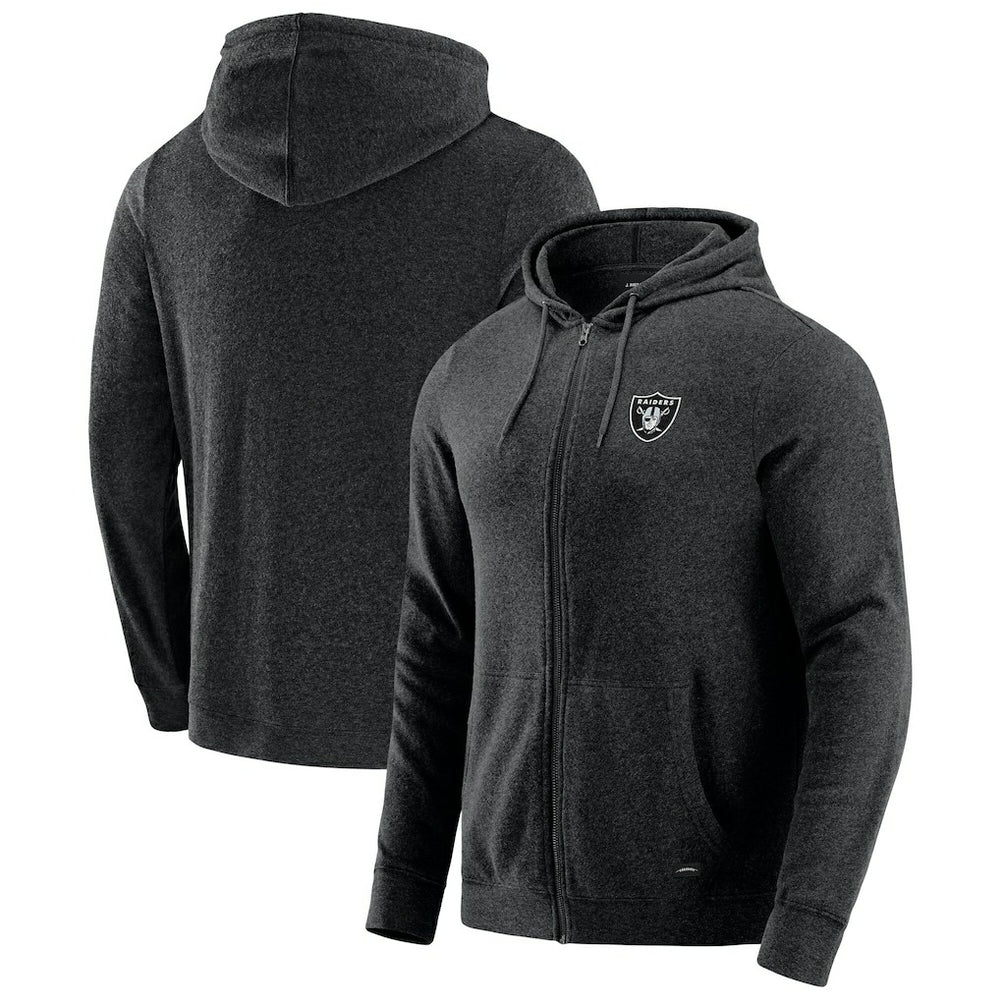 Las Vegas Raiders J. Palmer Players Lounge Tri-Blend Full-Zip Hoodie Dark Heather Gray