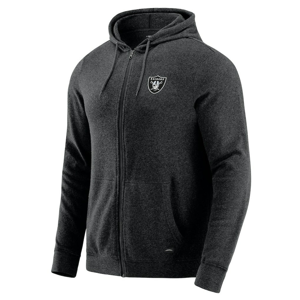 Las Vegas Raiders J. Palmer Players Lounge Tri-Blend Full-Zip Hoodie Dark Heather Gray