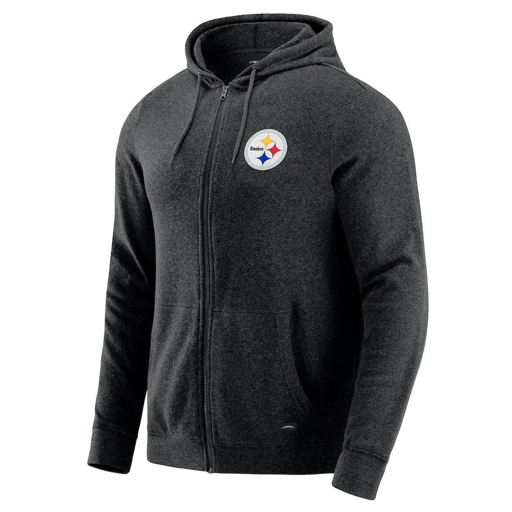 Pittsburgh Steelers J. Palmer Players Lounge Tri-Blend Full-Zip Hoodie Dark Heather Gray