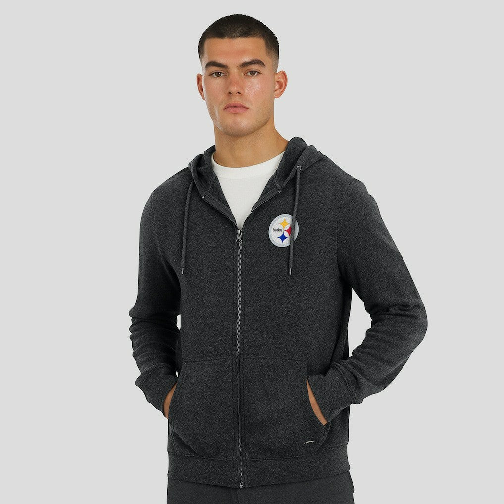 Pittsburgh Steelers J. Palmer Players Lounge Tri-Blend Full-Zip Hoodie Dark Heather Gray