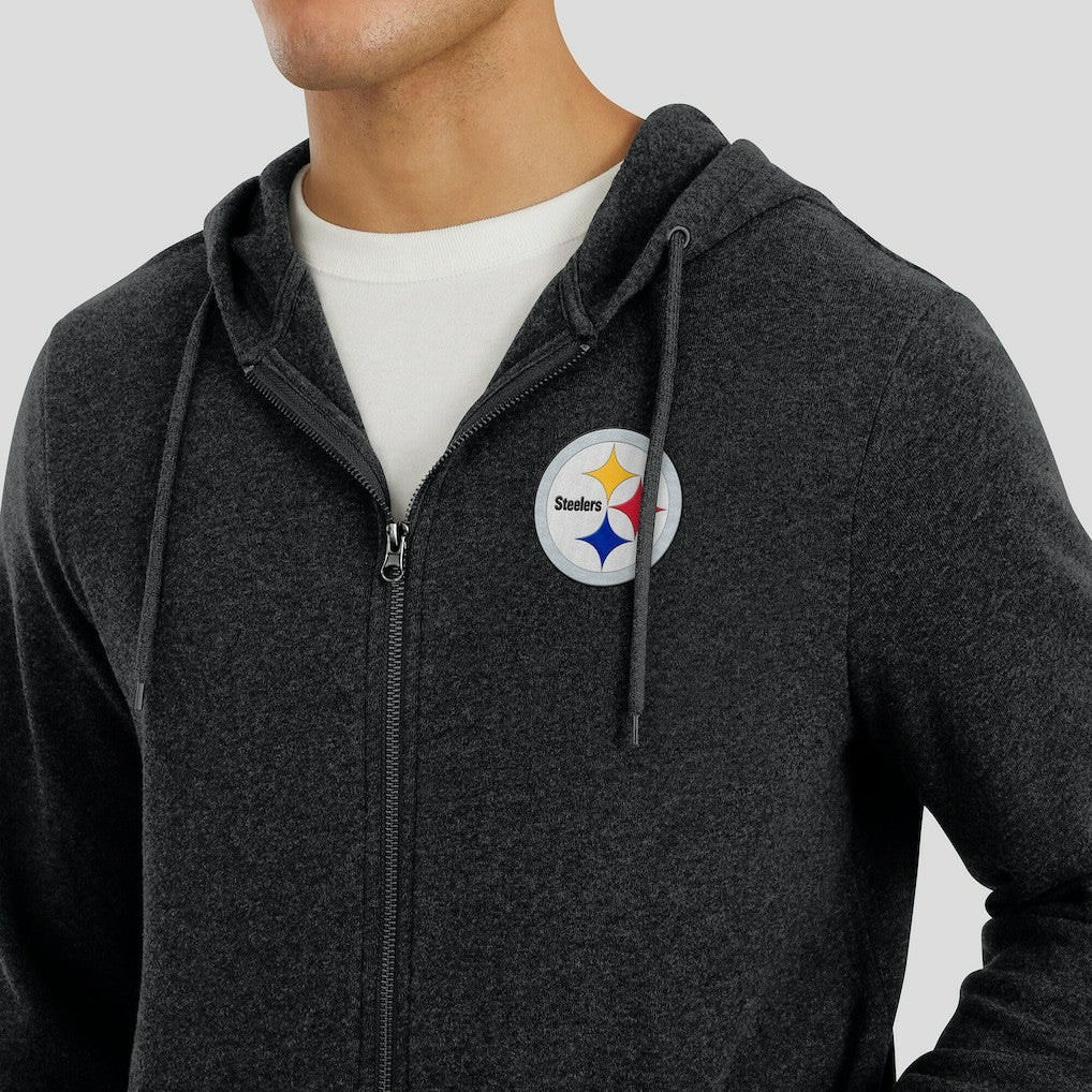 Pittsburgh Steelers J. Palmer Players Lounge Tri-Blend Full-Zip Hoodie Dark Heather Gray