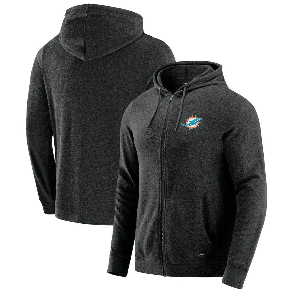 Miami Dolphins J. Palmer Players Lounge Tri-Blend Full-Zip Hoodie Dark Heather Gray