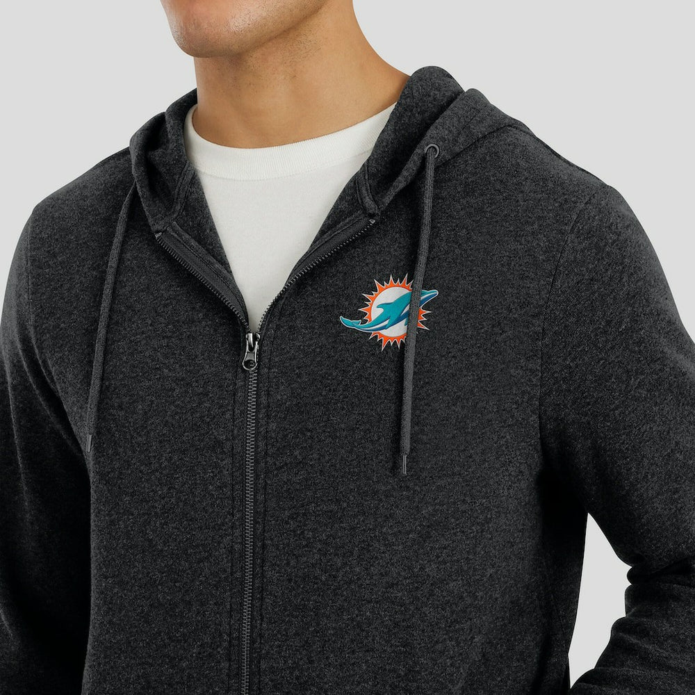 Miami Dolphins J. Palmer Players Lounge Tri-Blend Full-Zip Hoodie Dark Heather Gray