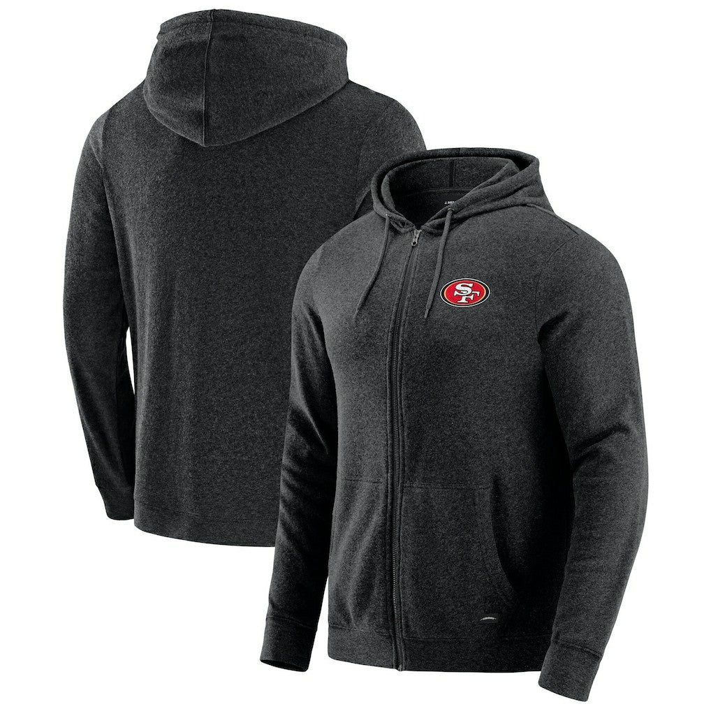 San Francisco 49ers J. Palmer Players Lounge Tri-Blend Full-Zip Hoodie Dark Heather Gray