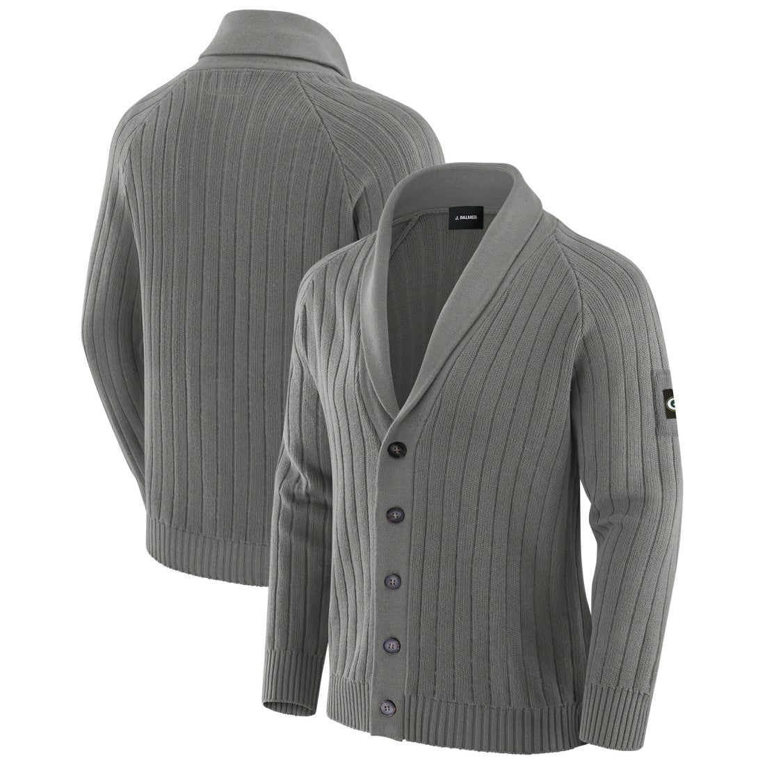 Green Bay Packers J. Palmer The Playmaker Cardigan Raglan Sweater Graphite