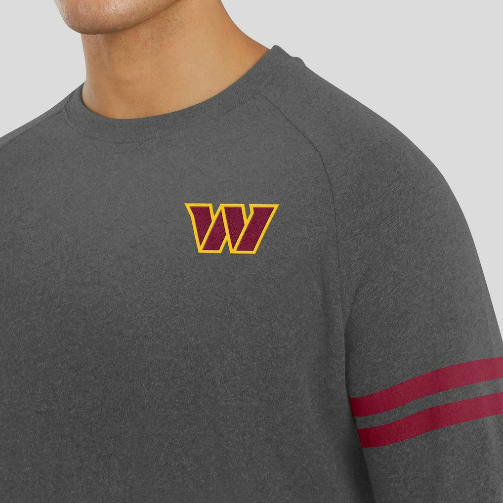 Washington Commanders J. Palmer Players Lounge Raglan Tri-Blend Sweatshirt Dark Heather Gray