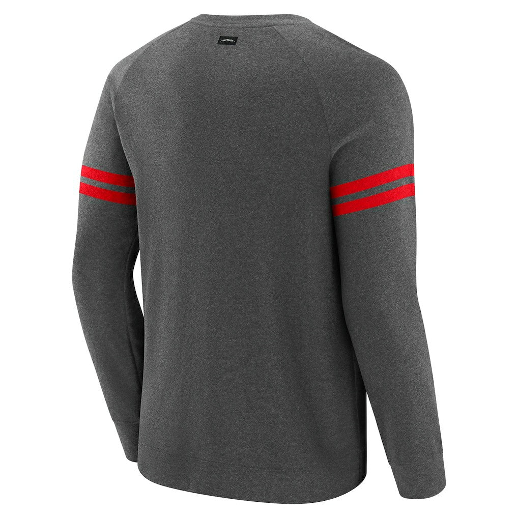 Kansas City Chiefs J. Palmer Players Lounge Raglan Tri-Blend Sweatshirt Dark Heather Gray