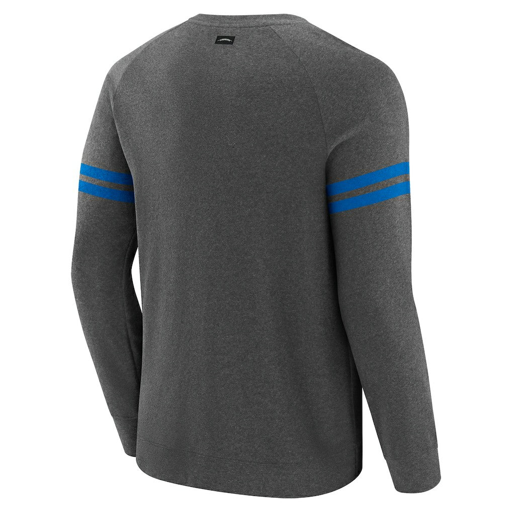 Los Angeles Chargers J. Palmer Players Lounge Raglan Tri-Blend Sweatshirt Dark Heather Gray