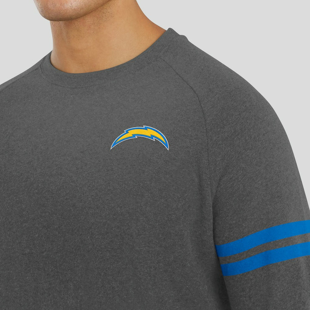 Los Angeles Chargers J. Palmer Players Lounge Raglan Tri-Blend Sweatshirt Dark Heather Gray