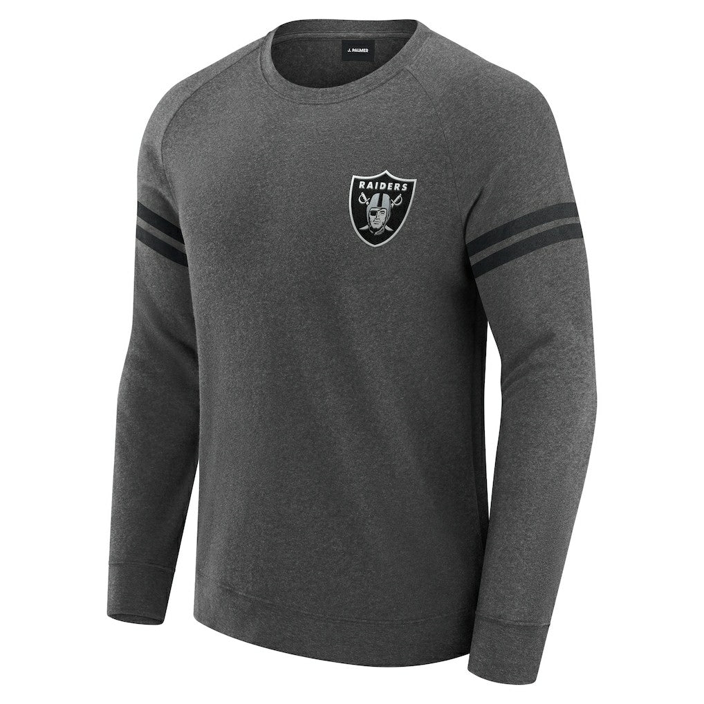 Las Vegas Raiders J. Palmer Players Lounge Raglan Tri-Blend Sweatshirt Dark Heather Gray
