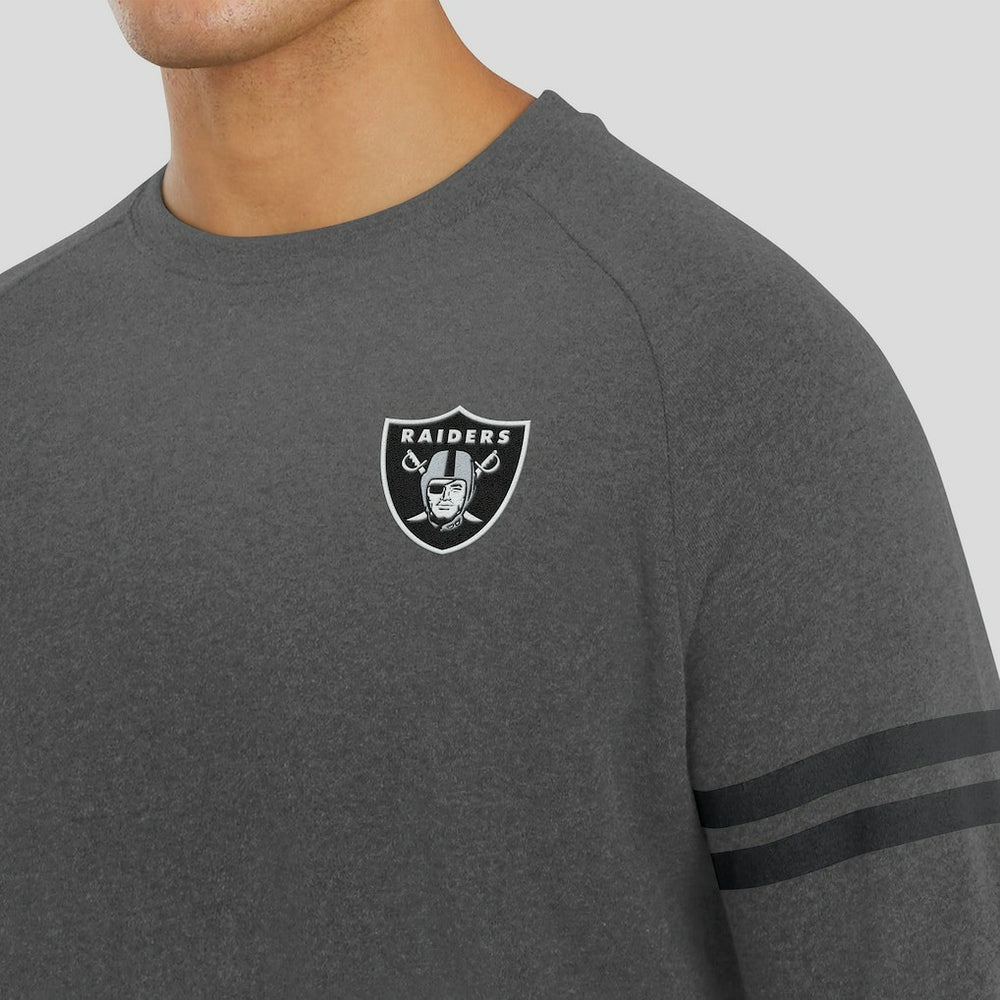 Las Vegas Raiders J. Palmer Players Lounge Raglan Tri-Blend Sweatshirt Dark Heather Gray