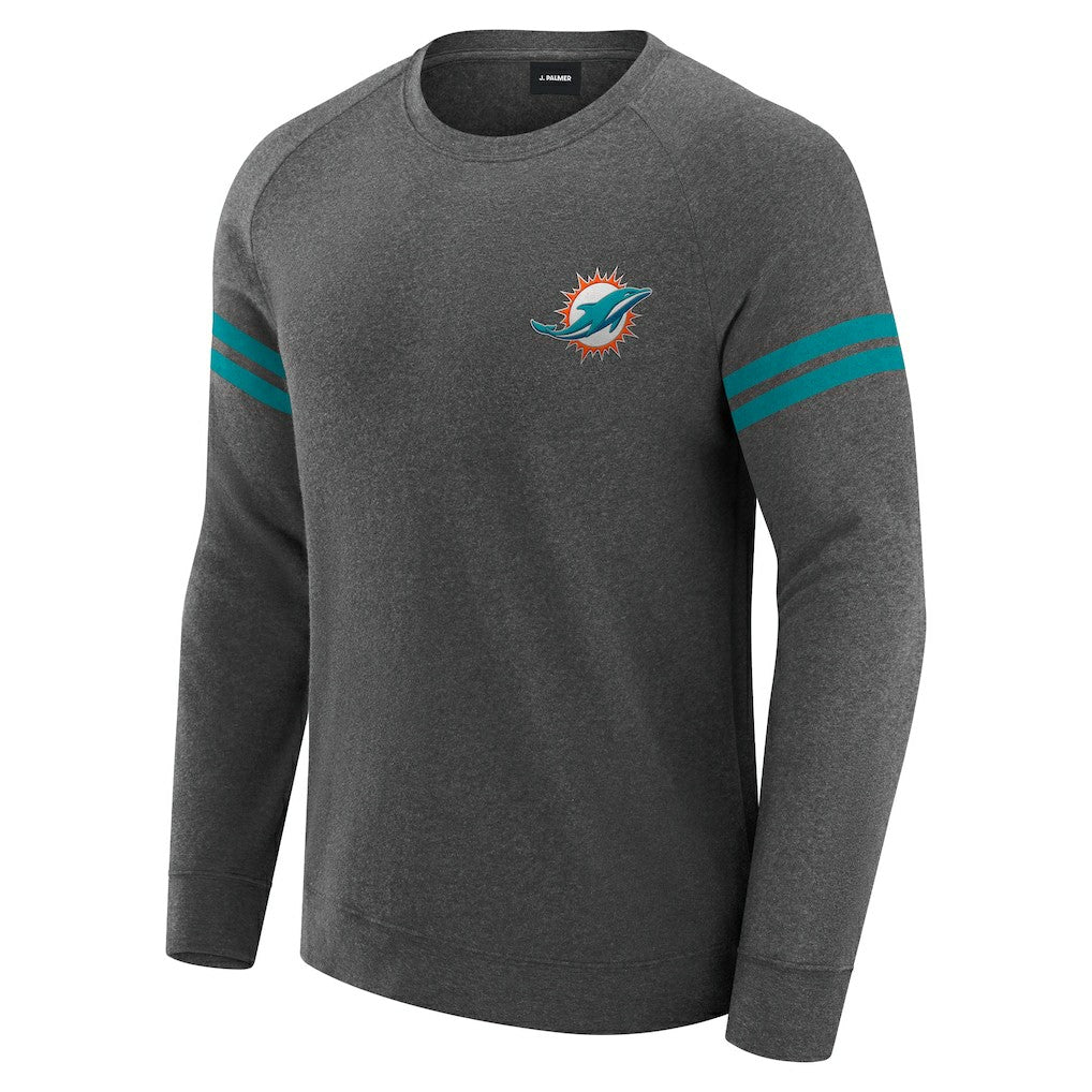 Miami Dolphins J. Palmer Players Lounge Raglan Tri-Blend Sweatshirt Dark Heather Gray