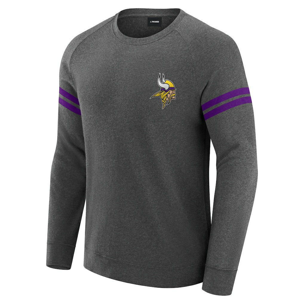 Minnesota Vikings J. Palmer Players Lounge Raglan Tri-Blend Sweatshirt Dark Heather Gray