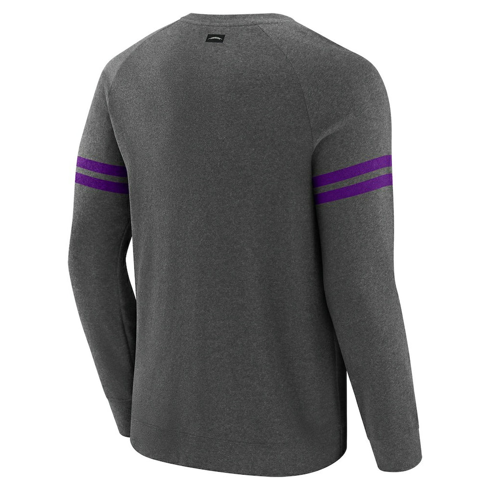 Minnesota Vikings J. Palmer Players Lounge Raglan Tri-Blend Sweatshirt Dark Heather Gray