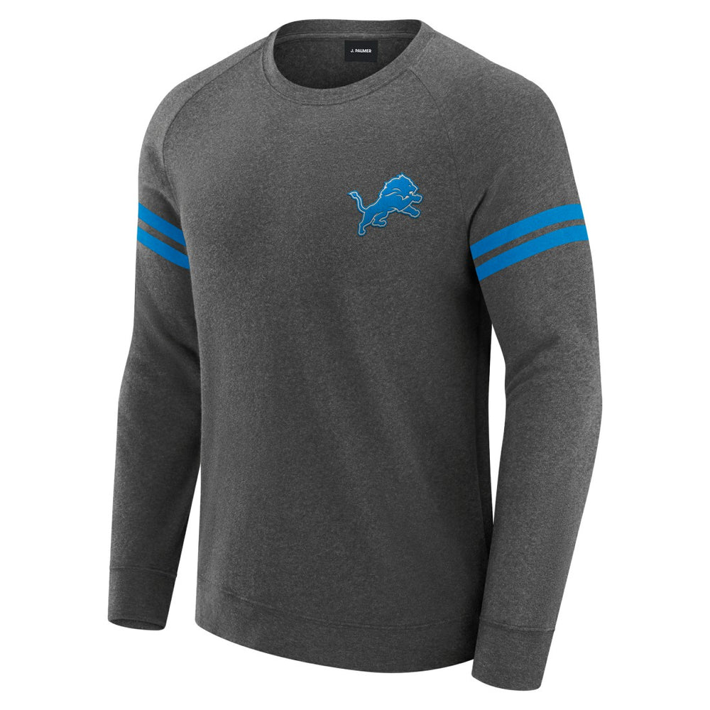 Detroit Lions J. Palmer Players Lounge Raglan Tri-Blend Sweatshirt Dark Heather Gray