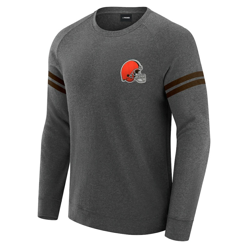 Cleveland Browns J. Palmer Players Lounge Raglan Tri-Blend Sweatshirt Dark Heather Gray