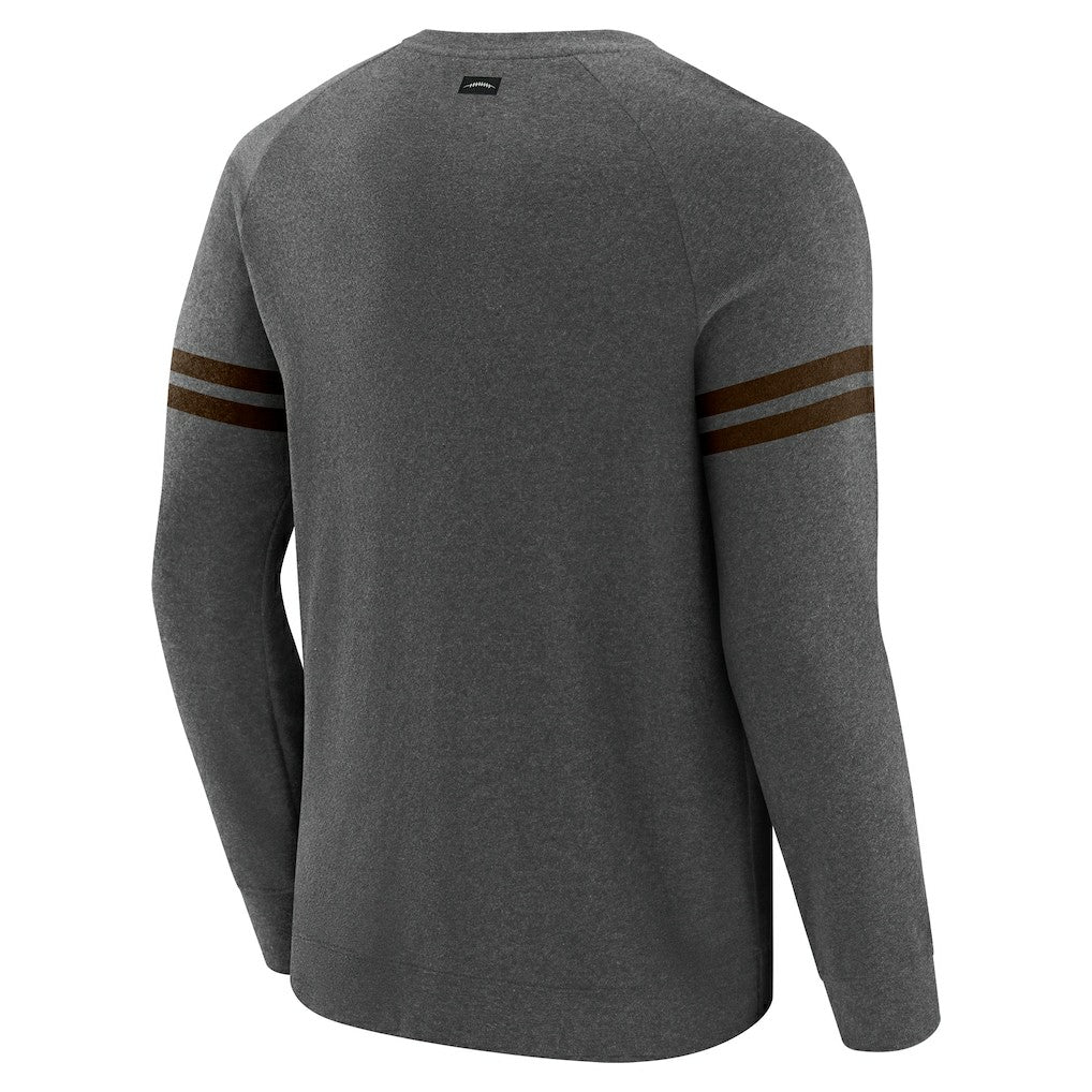 Cleveland Browns J. Palmer Players Lounge Raglan Tri-Blend Sweatshirt Dark Heather Gray