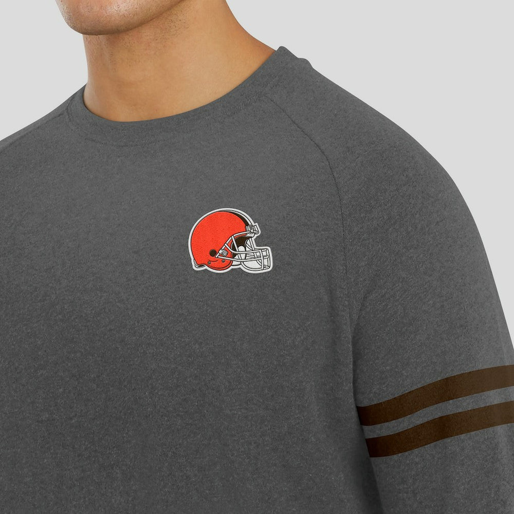 Cleveland Browns J. Palmer Players Lounge Raglan Tri-Blend Sweatshirt Dark Heather Gray