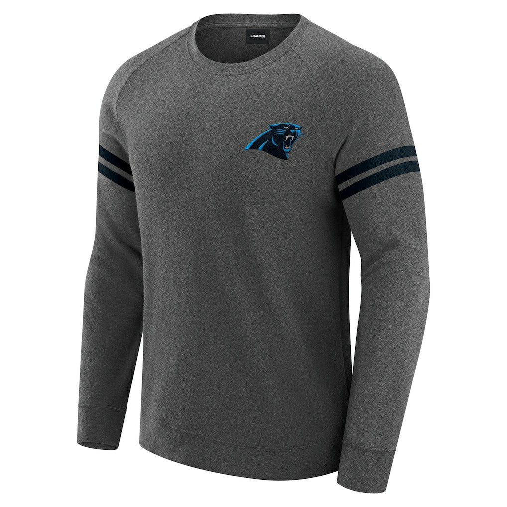 Carolina Panthers J. Palmer Players Lounge Raglan Tri-Blend Sweatshirt Dark Heather Gray