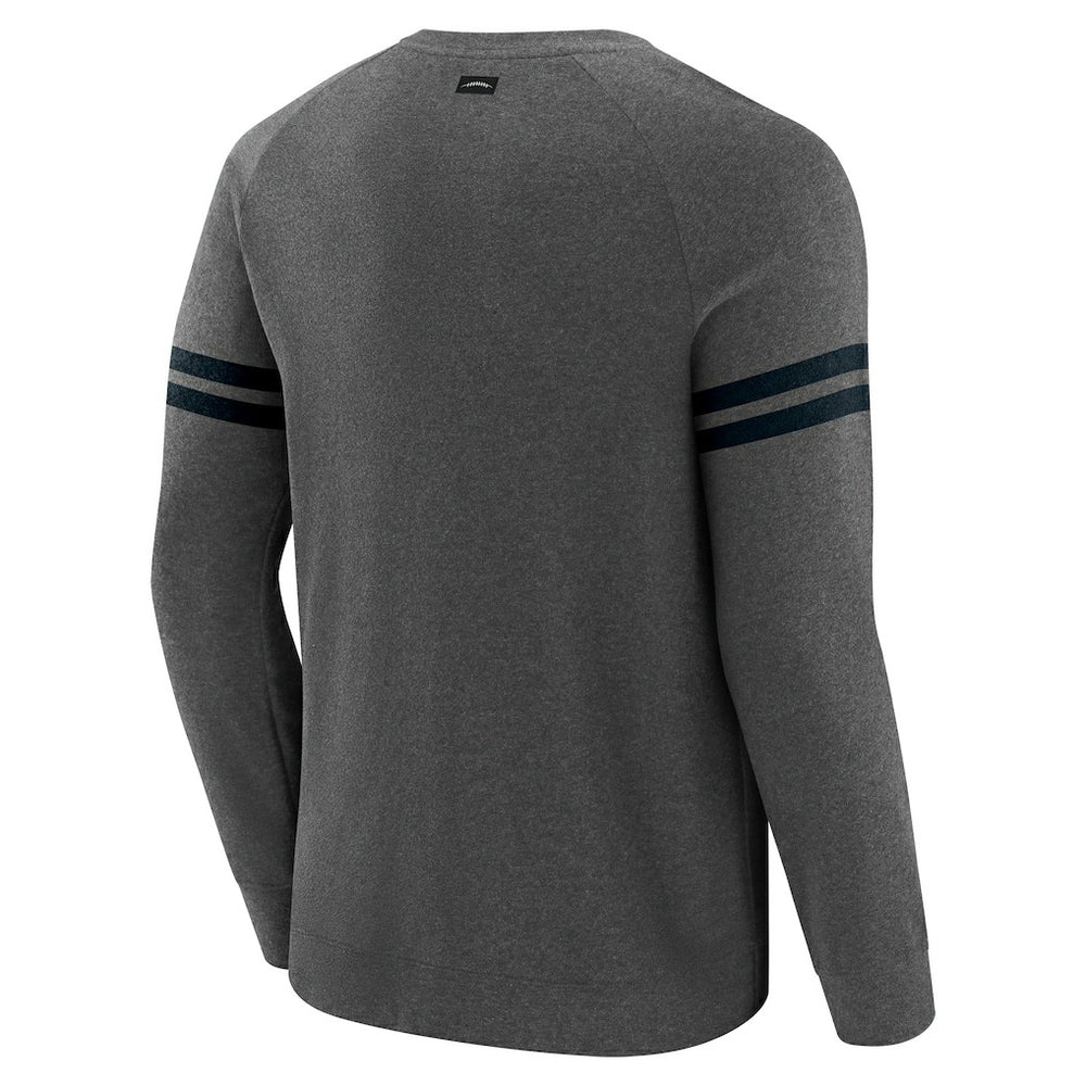Carolina Panthers J. Palmer Players Lounge Raglan Tri-Blend Sweatshirt Dark Heather Gray