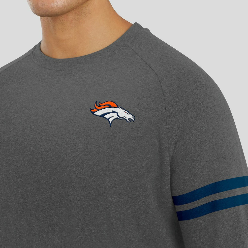 Denver Broncos J. Palmer Players Lounge Raglan Tri-Blend Sweatshirt Dark Heather Gray