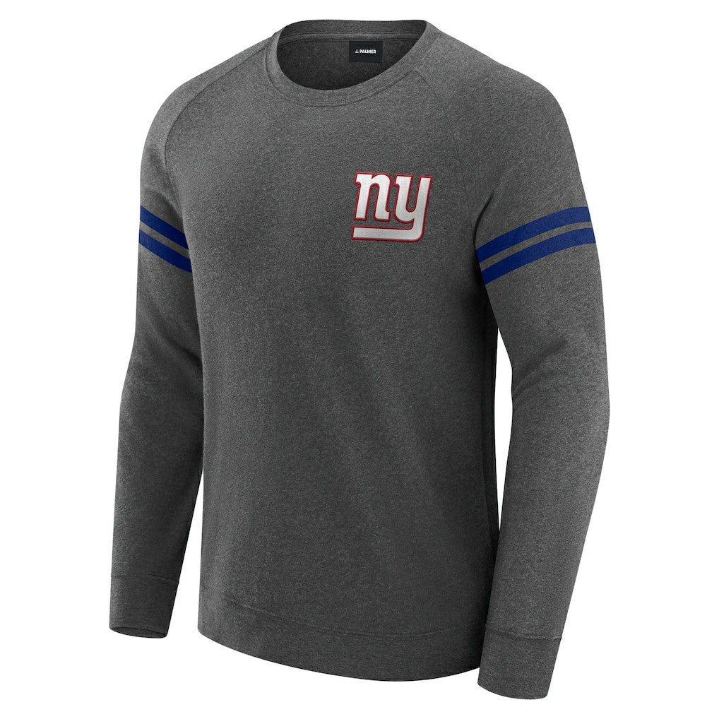 New York Giants J. Palmer Players Lounge Raglan Tri-Blend Sweatshirt Dark Heather Gray