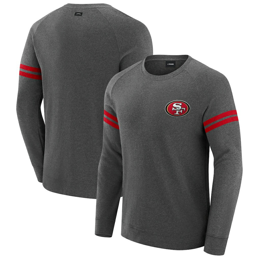 San Francisco 49ers J. Palmer Players Lounge Raglan Tri-Blend Sweatshirt Dark Heather Gray