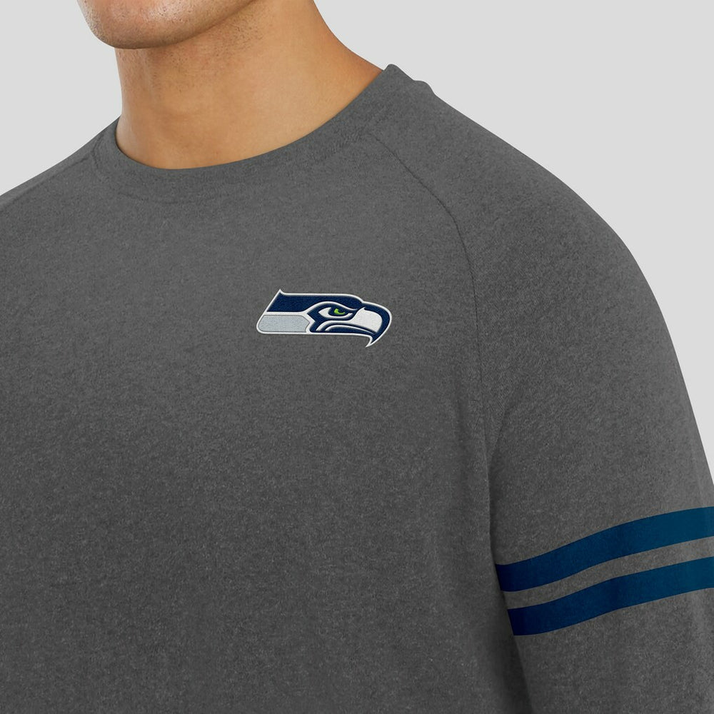 Seattle Seahawks J. Palmer Players Lounge Raglan Tri-Blend Sweatshirt Dark Heather Gray