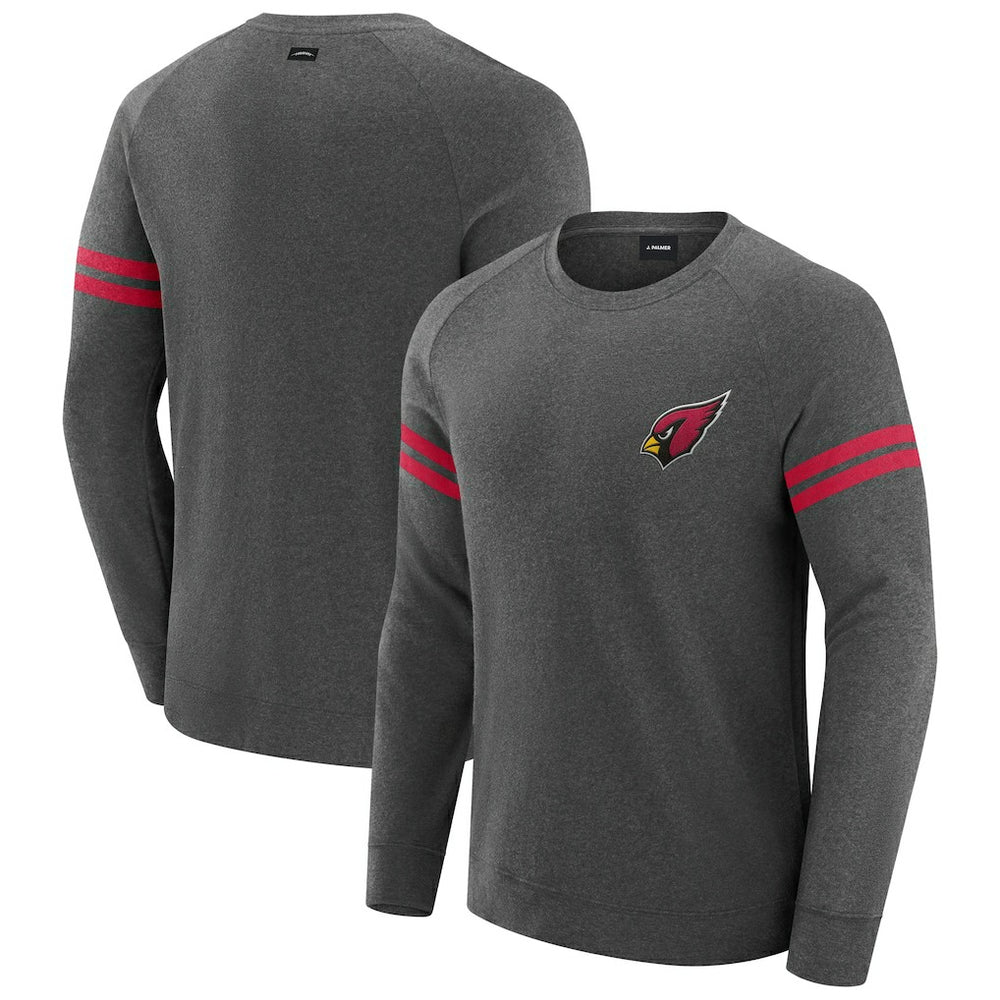 Arizona Cardinals J. Palmer Players Lounge Raglan Tri-Blend Sweatshirt Dark Heather Gray