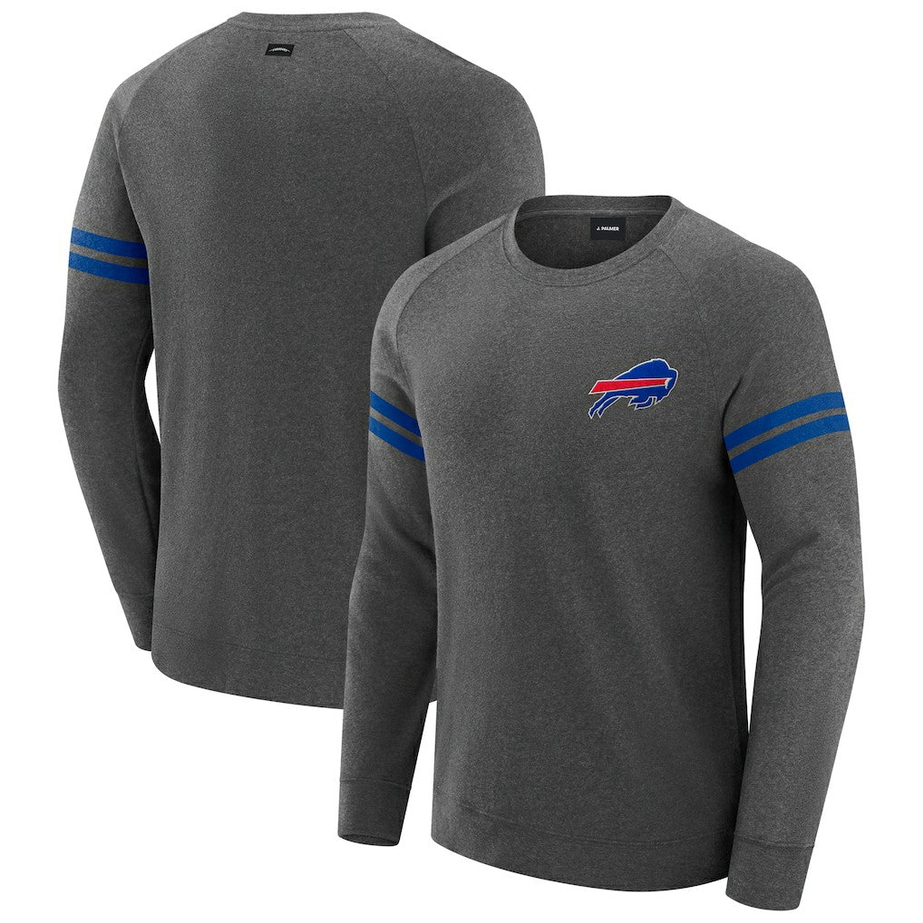 Buffalo Bills J. Palmer Players Lounge Raglan Tri-Blend Sweatshirt Dark Heather Gray