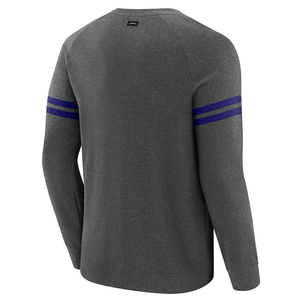 Baltimore Ravens J. Palmer Players Lounge Raglan Tri-Blend Sweatshirt Dark Heather Gray