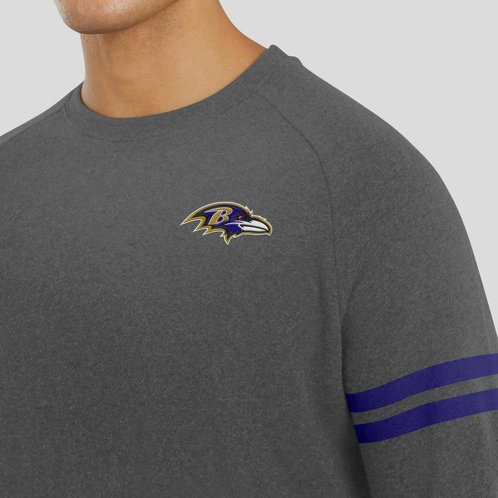 Baltimore Ravens J. Palmer Players Lounge Raglan Tri-Blend Sweatshirt Dark Heather Gray