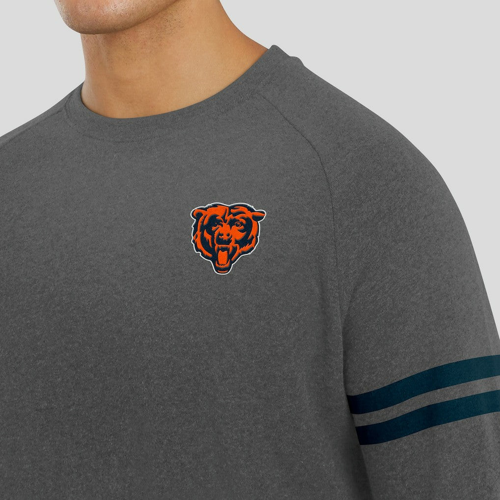 Chicago Bears J. Palmer Players Lounge Raglan Tri-Blend Sweatshirt Dark Heather Gray