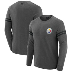 Pittsburgh Steelers J. Palmer Players Lounge Raglan Tri-Blend Sweatshirt Dark Heather Gray