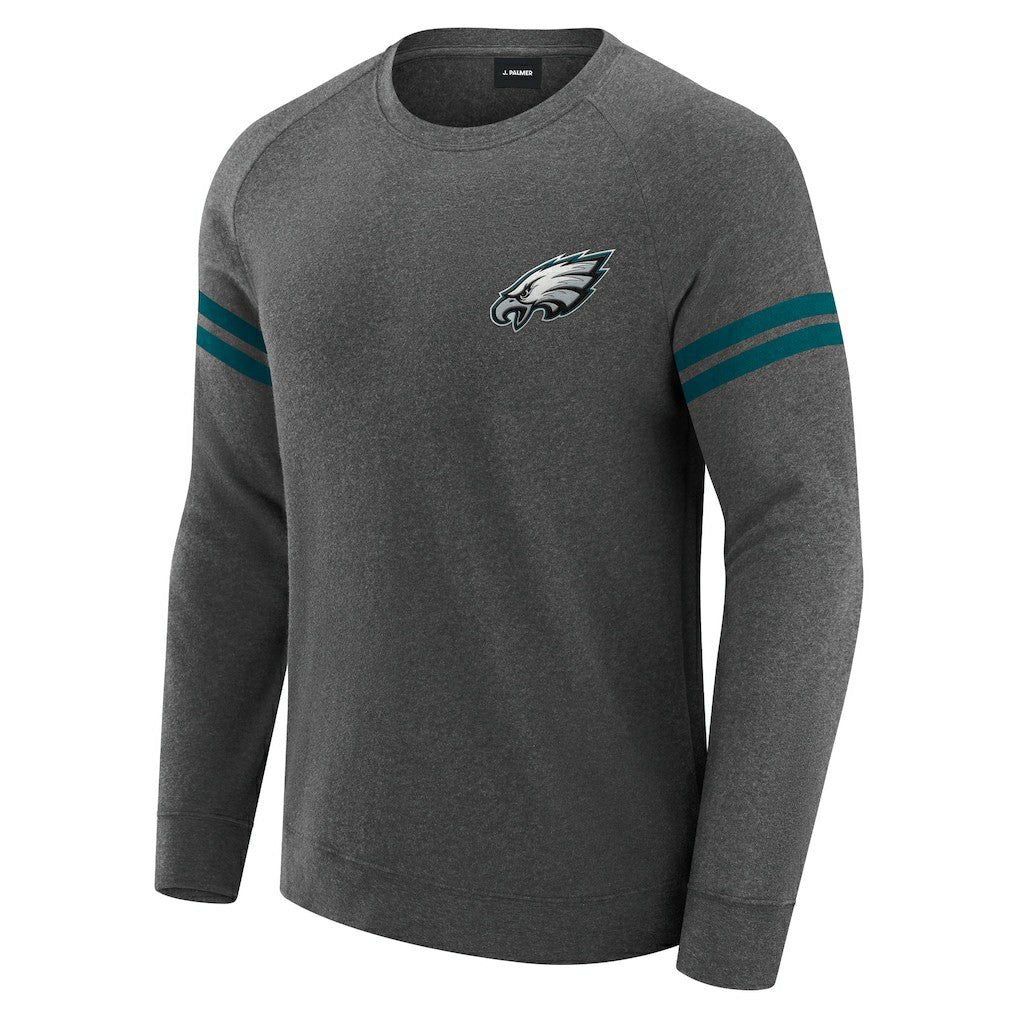 Philadelphia Eagles J. Palmer Players Lounge Raglan Tri-Blend Sweatshirt Dark Heather Gray