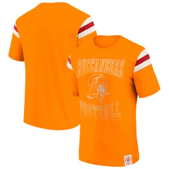 Tampa Bay Buccaneers Darius Rucker Collection Distressed Throwback Shoulder Stripe T-Shirt Orange
