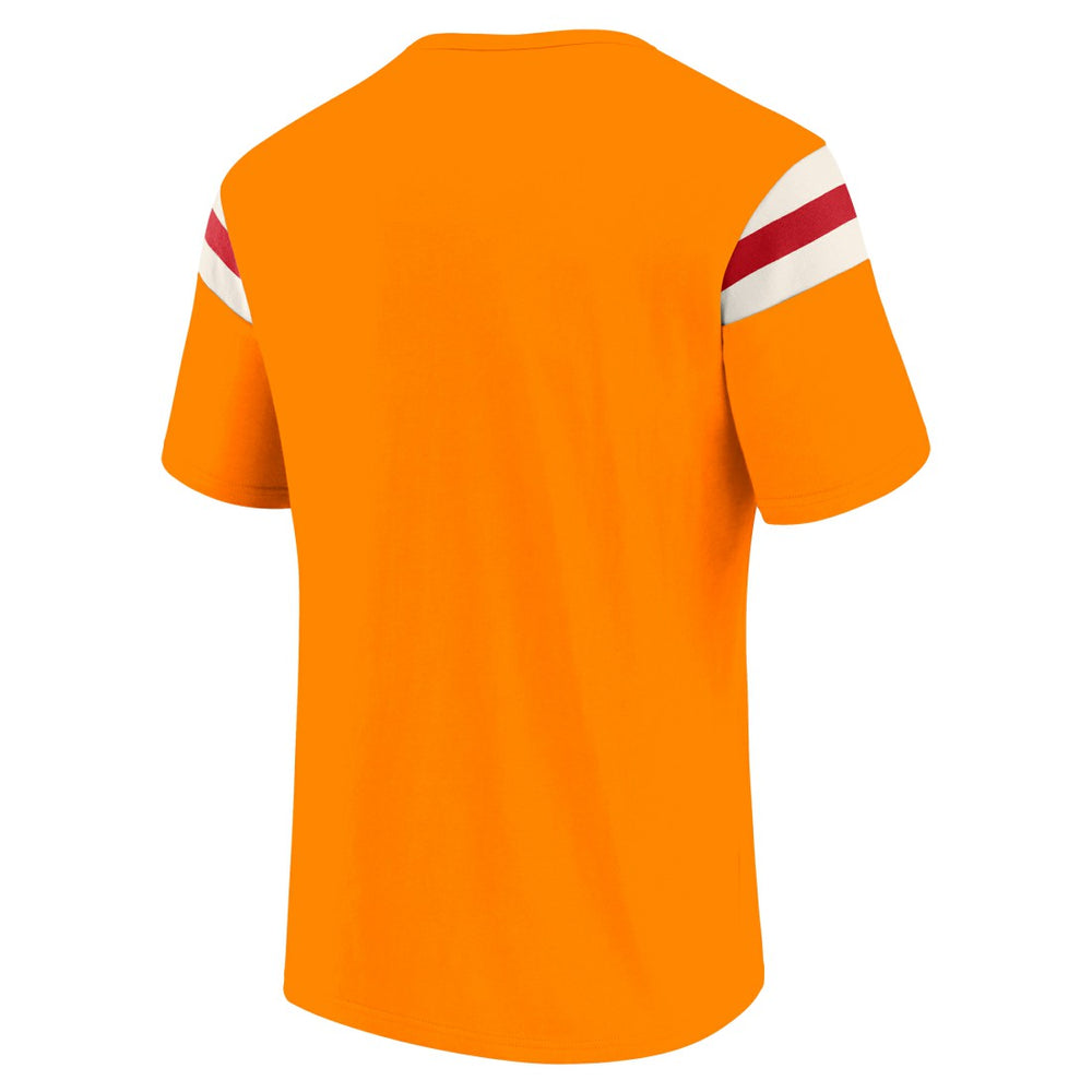 Tampa Bay Buccaneers Darius Rucker Collection Distressed Throwback Shoulder Stripe T-Shirt Orange
