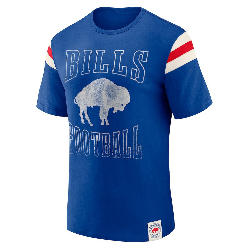 Buffalo Bills Darius Rucker Collection Distressed Throwback Shoulder Stripe T-Shirt Royal
