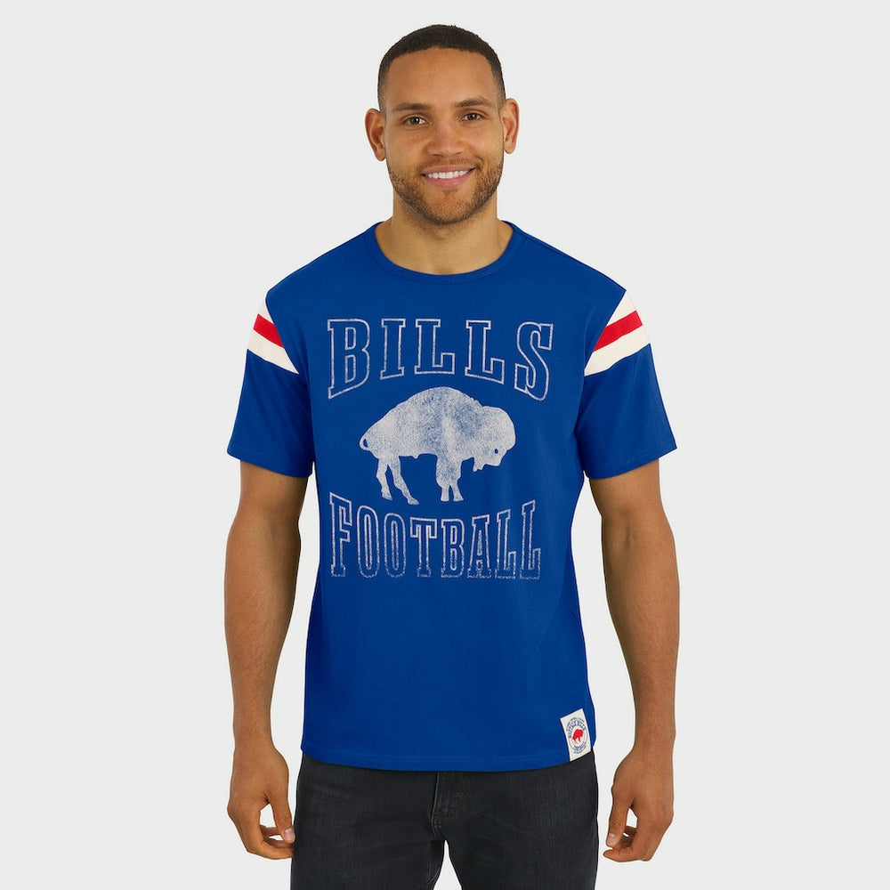 Buffalo Bills Darius Rucker Collection Distressed Throwback Shoulder Stripe T-Shirt Royal